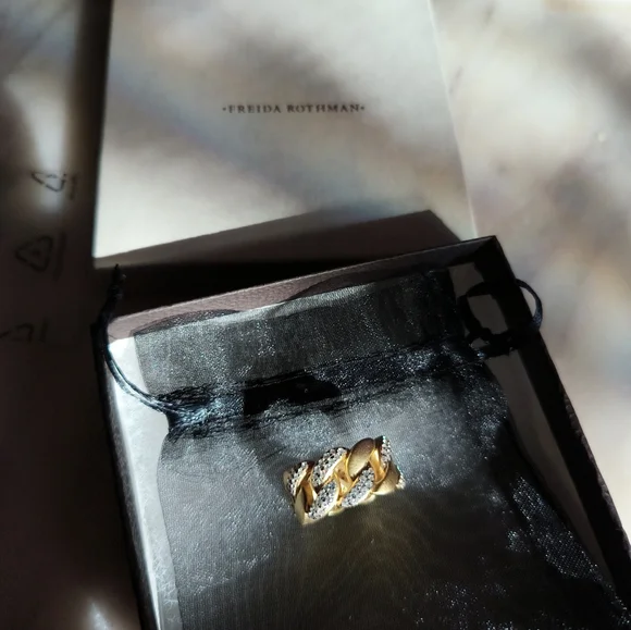 Freida Rothman Gold & Diamond Women's Ring - Paived Iced - Size 8 - New in Box - Picture 2 of 16